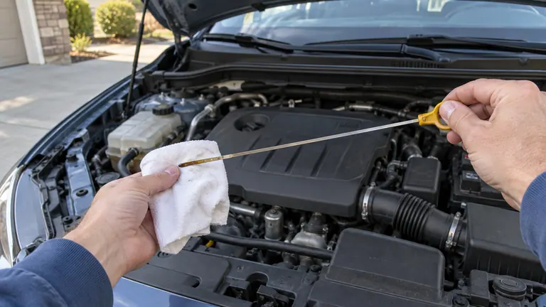Exemplo visual da tarefa MIMIX: Verificar e completar o óleo do motor