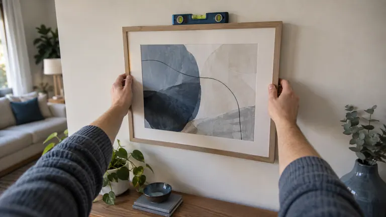 Exemplo visual da tarefa MIMIX: Pendurar quadros e espelhos