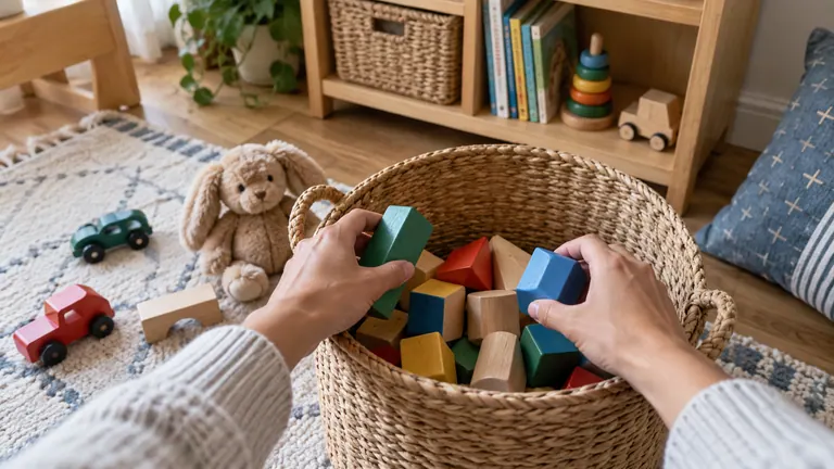 Exemplo visual da tarefa MIMIX: Recolher brinquedos ou roupas